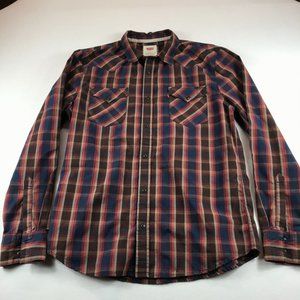 Levi's Mens Button Front Shirt Size L Plaid Multicolor